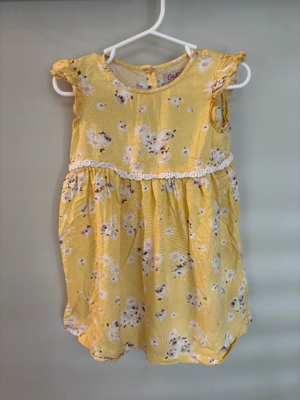 Cath Kidston Girls Floral Dress 18-24 Mo Yellow Cath Kids Crochet Lace Trim